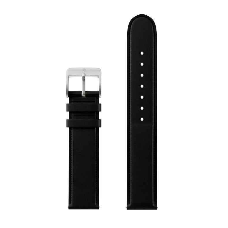 Henry Archer | Nero black leather 20mm watch band | HA-AC-LE-BL