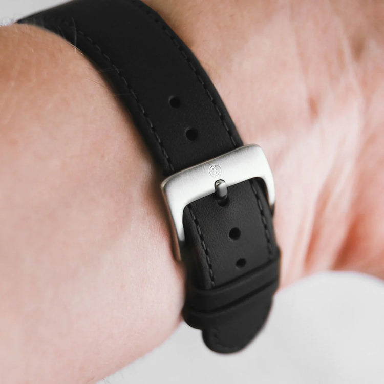 Henry Archer | Nero black leather 20mm watch band | HA-AC-LE-BL