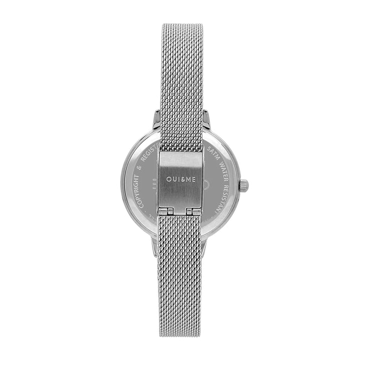 Oui&Me | Fleurette silver 40mm dial silver mesh | ME010127