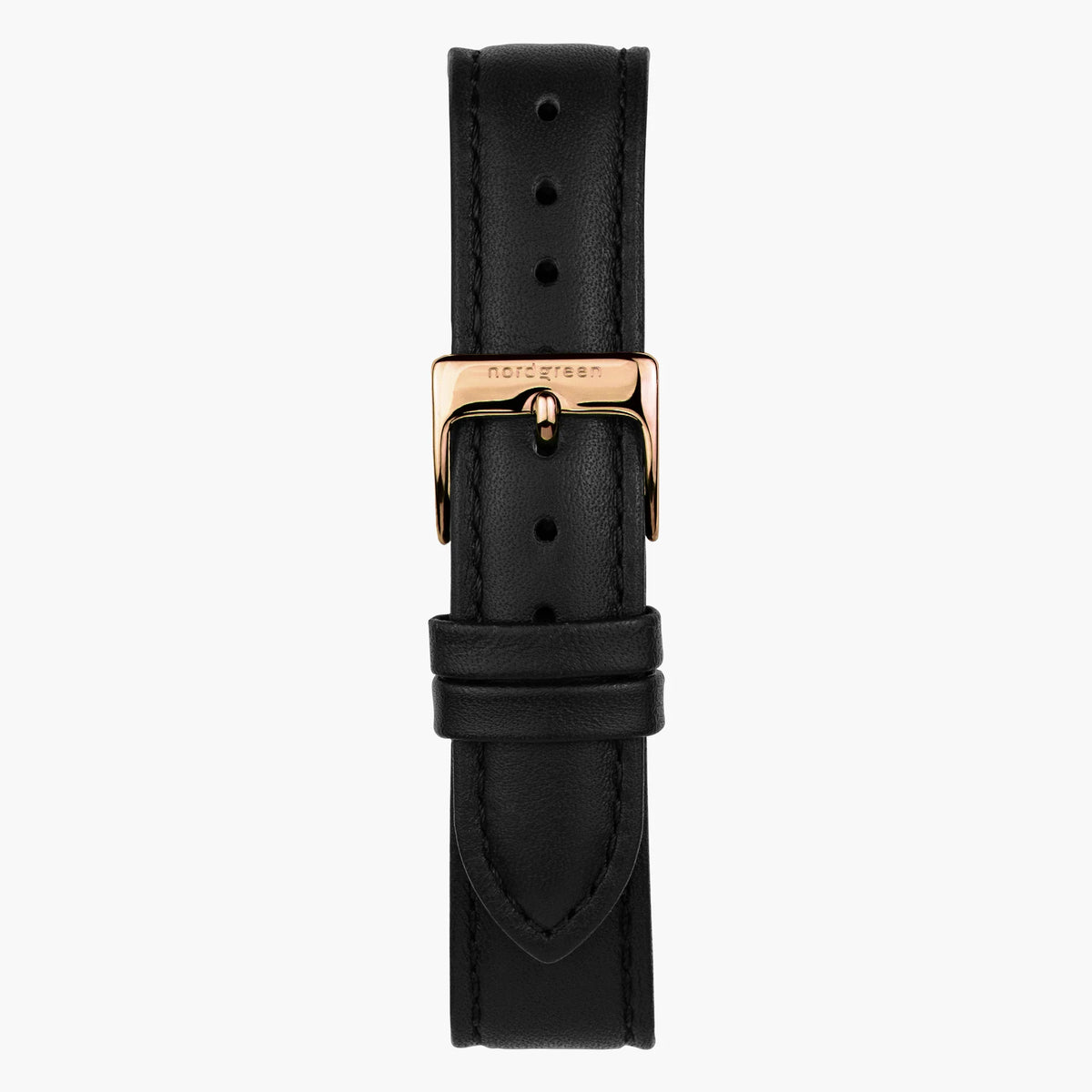 Nordgreen | Black leather rose gold 18mm strap band (36mm dial) | ST18PORGLEBL