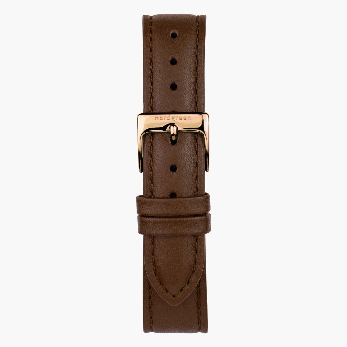 Nordgreen | Brown leather rose gold 14mm strap band (28mm dial) | ST14PORGLEBR