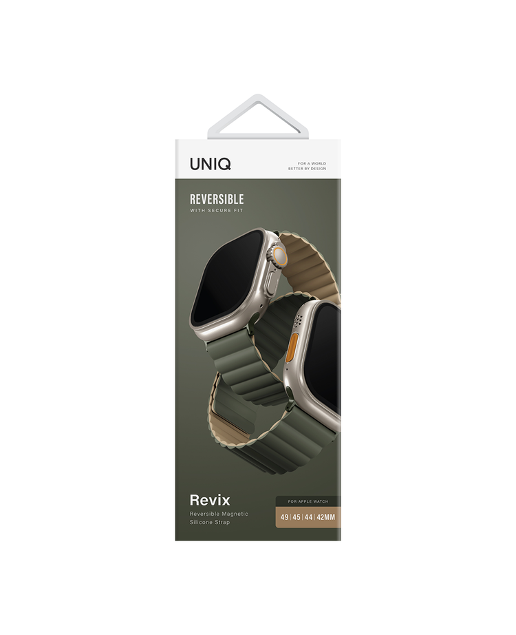 Uniq | Revix reversible moss green and tan watch band - Apple Series | REVMGRNTAN