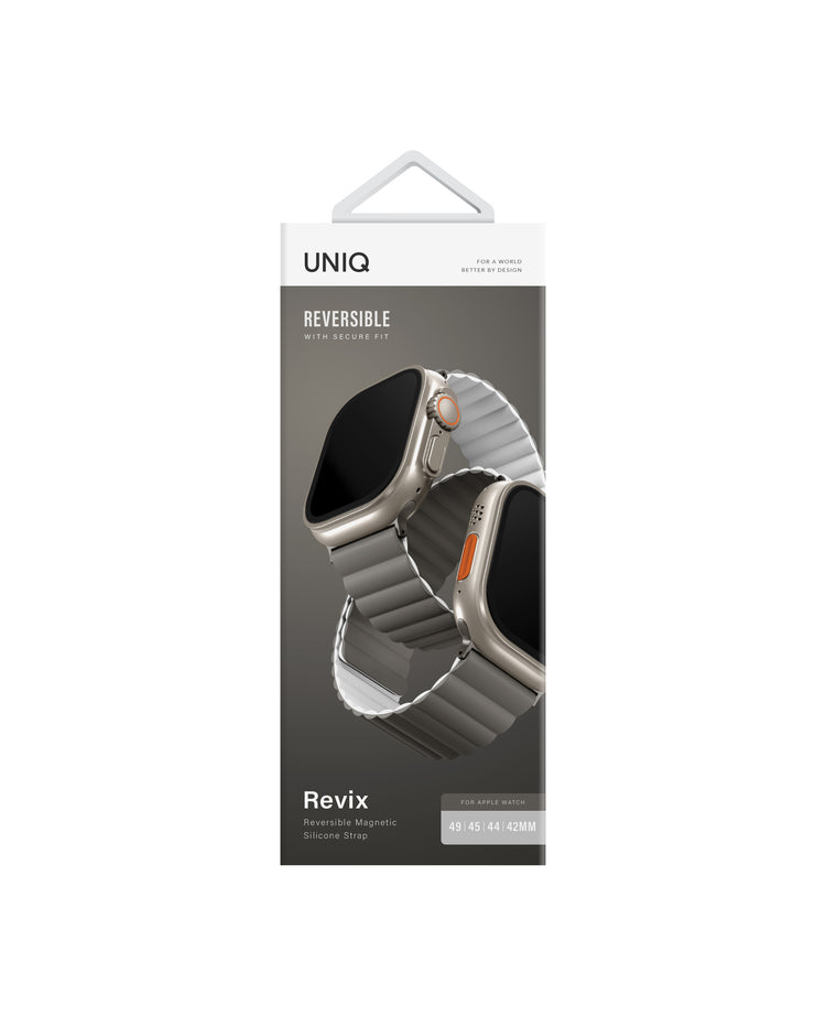 Uniq | Revix reversible ash grey and dove white watch band - Apple Series | REVAGRYDWHT