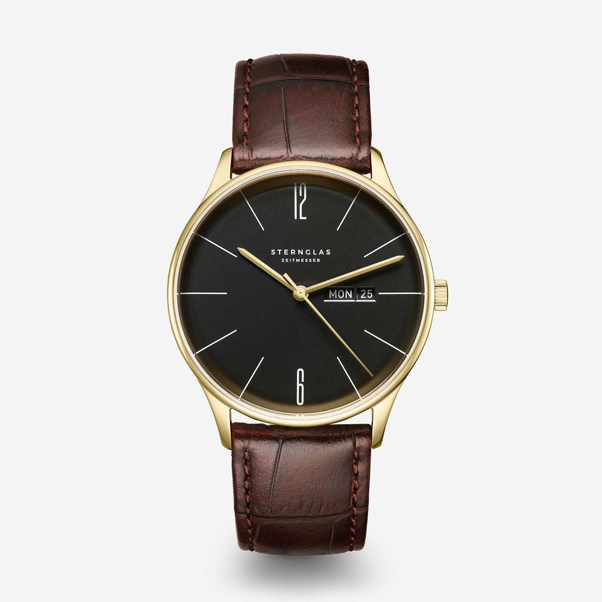 Sternglas | Berlin gold heritage 38mm dial brown leather band | S01-BE04-HE01