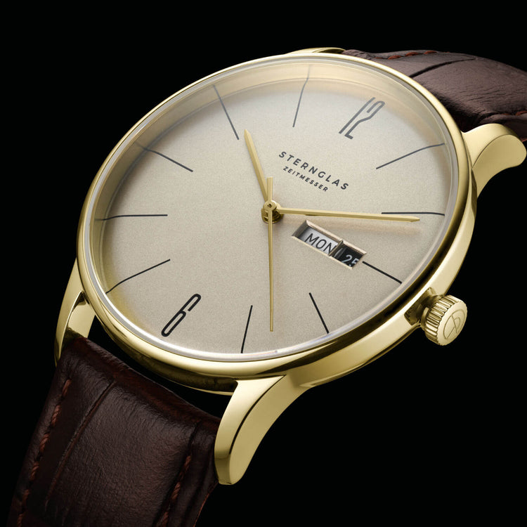 Sternglas | Berlin Sepia gold38mm dial black leather band | S01-BE14-HE03