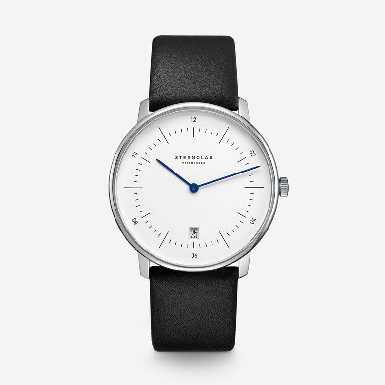 Sternglas | Naos white 38mm dial black leather band | S01-NA44-PR07