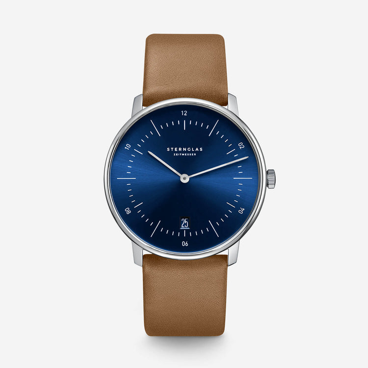 Sternglas | Premium 20 light brown leather and silver watch band | S03-PR01
