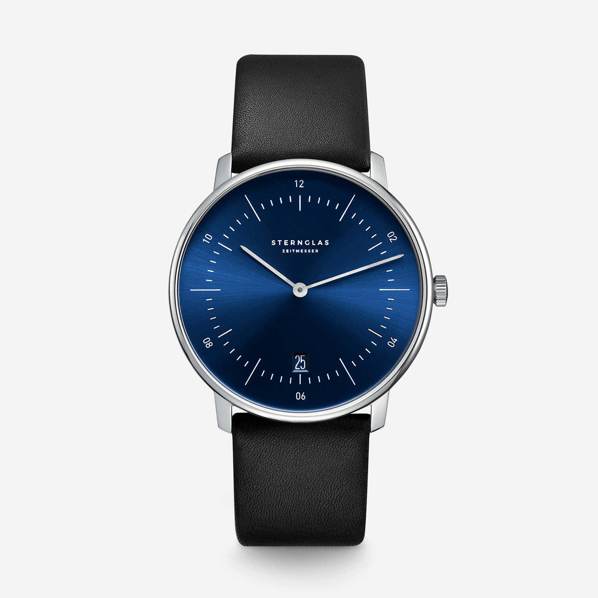 Sternglas | Naos Sunburst blue 38mm dial black leather band | S01-NA58-PR07