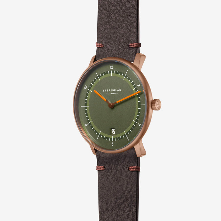 Sternglas | Naos Edition 1905 38mm green dial bronze leather band | S01-NAT35-VI17