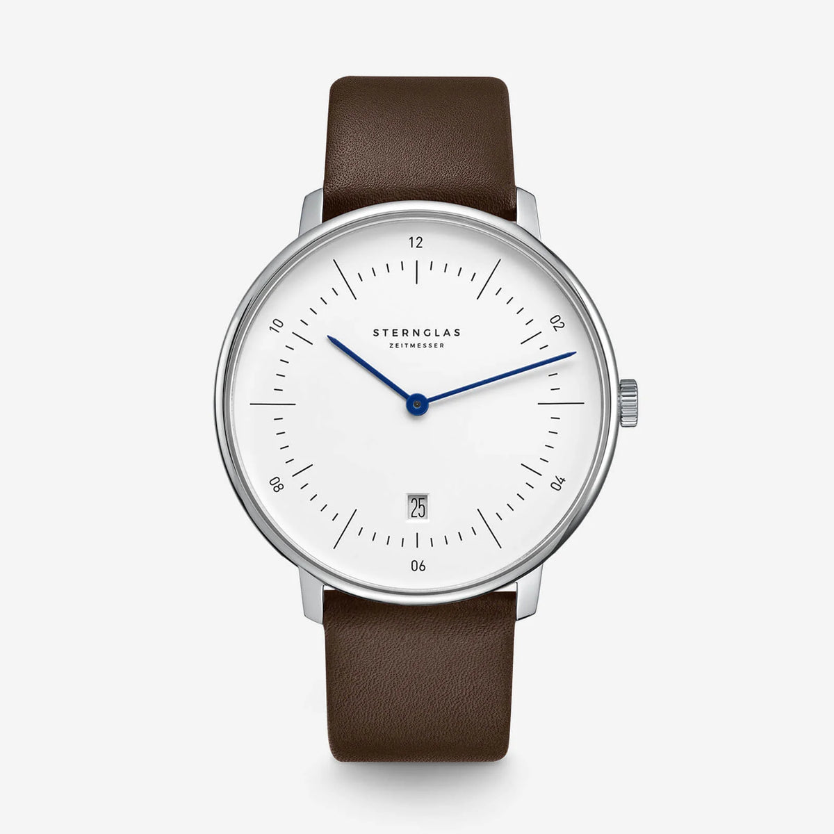 Sternglas | Naos XL White 42mm dial dark brown leather band | S01-NX01-PR04