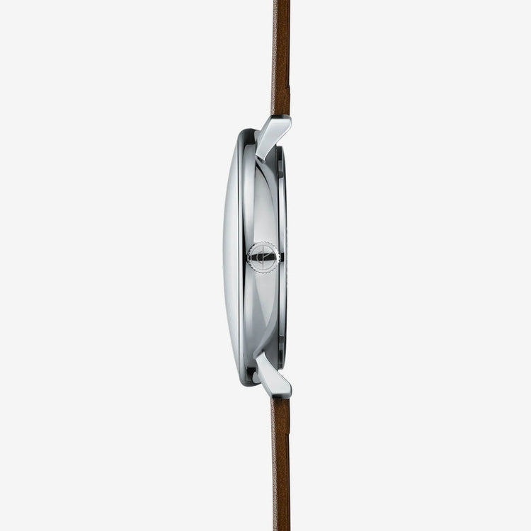 Sternglas | Naos XL White 42mm dial dark brown leather band | S01-NX01-PR04