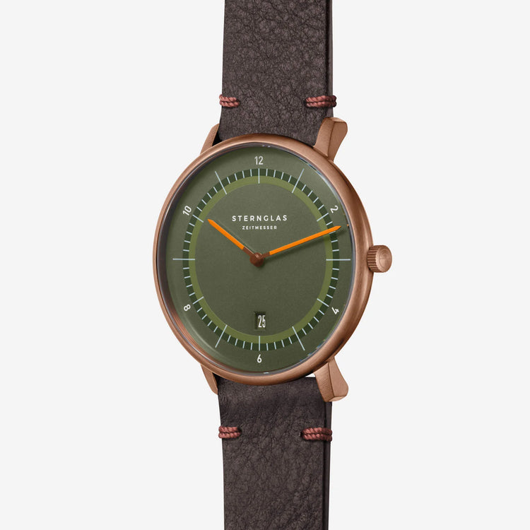 Sternglas | Naos XL Edition 1905 42mm green dial bronze leather band | S01-NXT35-VI17