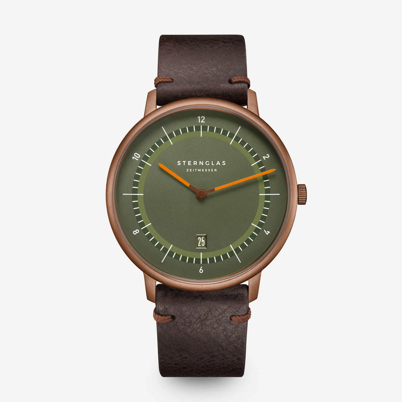 Sternglas | Naos XL Edition 1905 42mm green dial bronze leather band | S01-NXT35-VI17