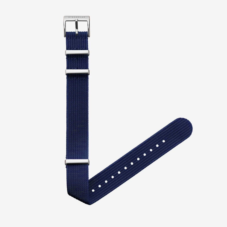 Sternglas | Field 20 marine blue and silver watch band | S03-FI07