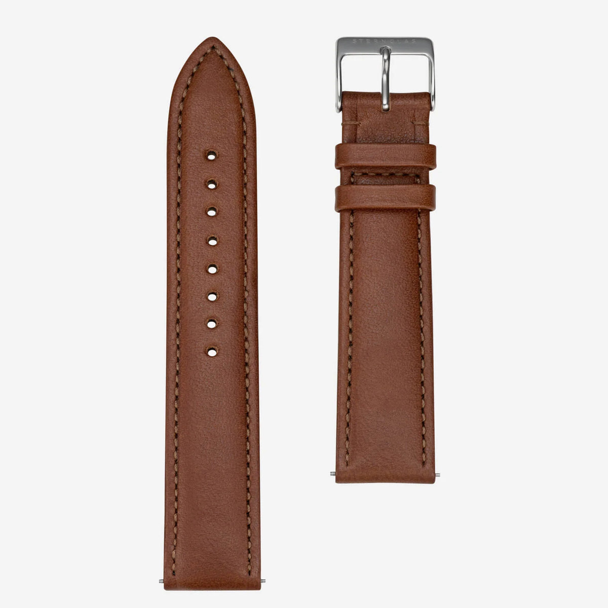 Sternglas | Modena 20 brown leather and silver watch band | S03-MO02