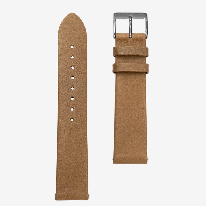 Sternglas | Premium 20 light brown leather and silver watch band | S03-PR01