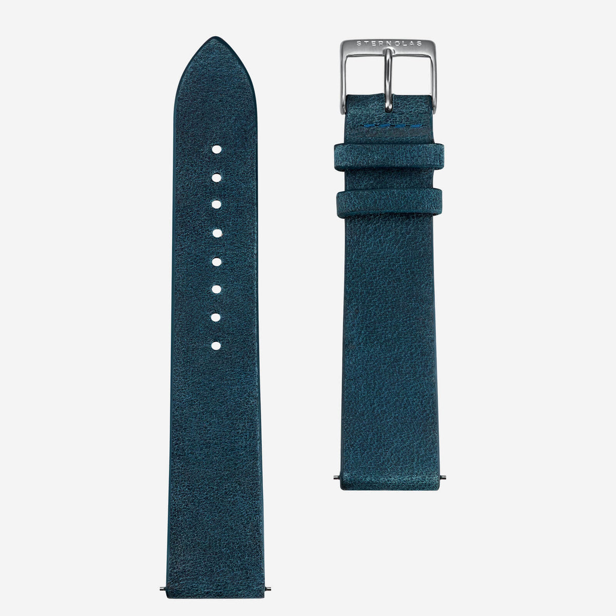 Sternglas | Vintage 20 midnight blue leather and silver watch band | S03-VI13