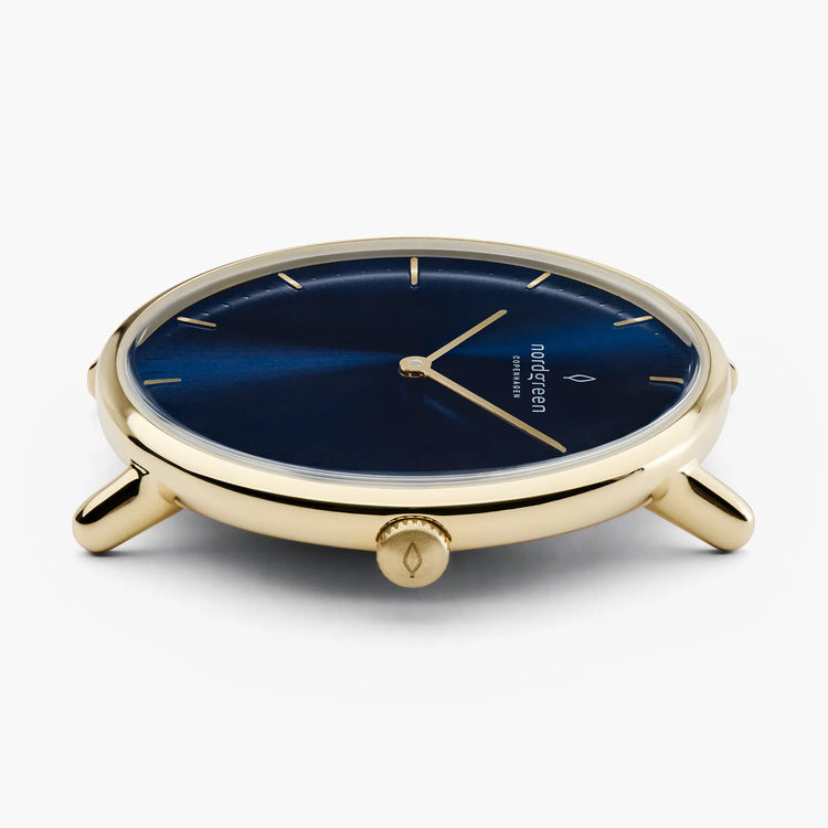 Nordgreen | Native gold blue 32mm dial navy vegan leather | NR32GOVENANA