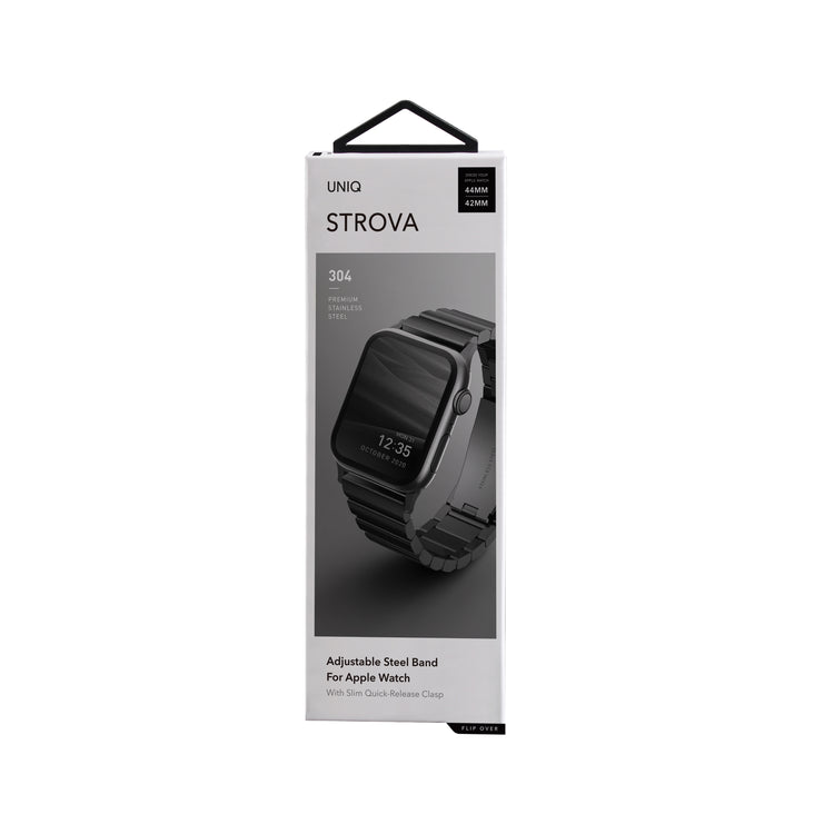 Uniq | Strova satain black stainless steel watch band - Apple Series | STRVMBLK