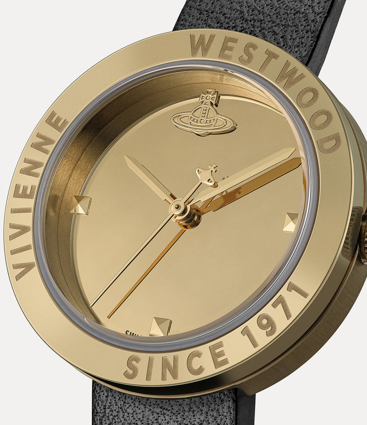 Vivienne Westwood | Rebel sex gold 30mm dial black leather | VV303BKGD