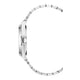 Silver watch strap on a white background
