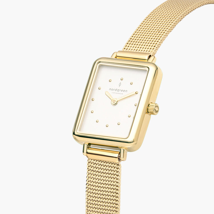 Nordgreen | Allure white 20mm dial gold mesh | AL20GOMEGOXX