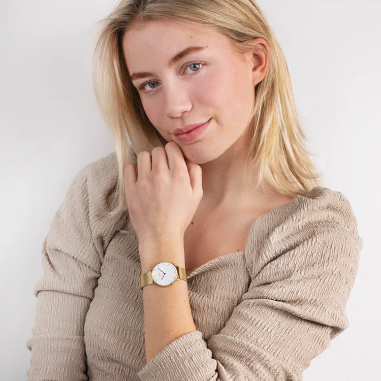 Nordgreen | Native gold 36mm white dial gold mesh | NR36GOMEGOXX