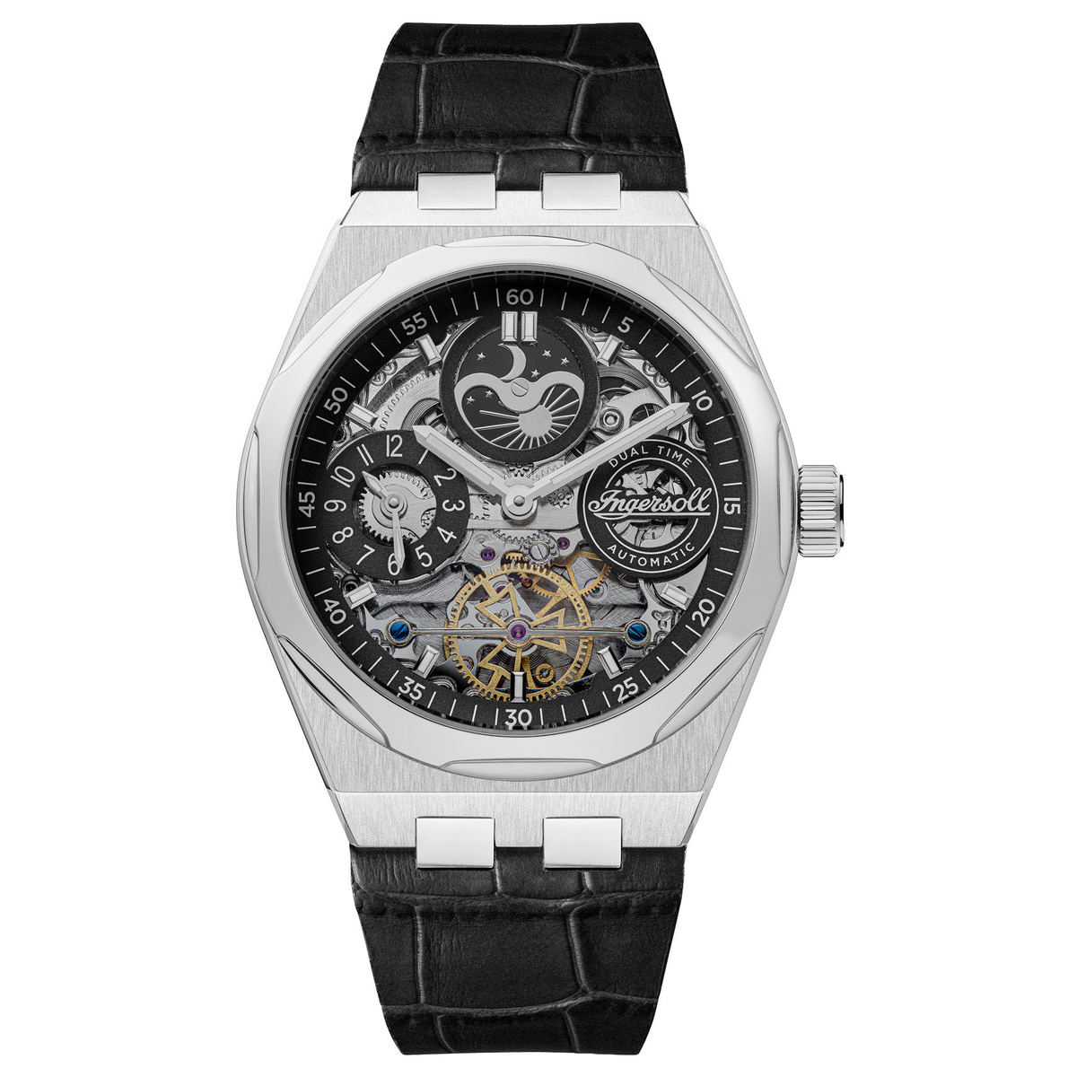 Ingersoll | Broadway Automatic silver 43mm dial black leather | I12903