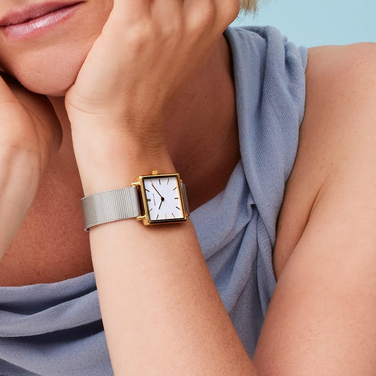 Bering | Classic Polished gold case 26mm dial and silver milanese band | 18226-010