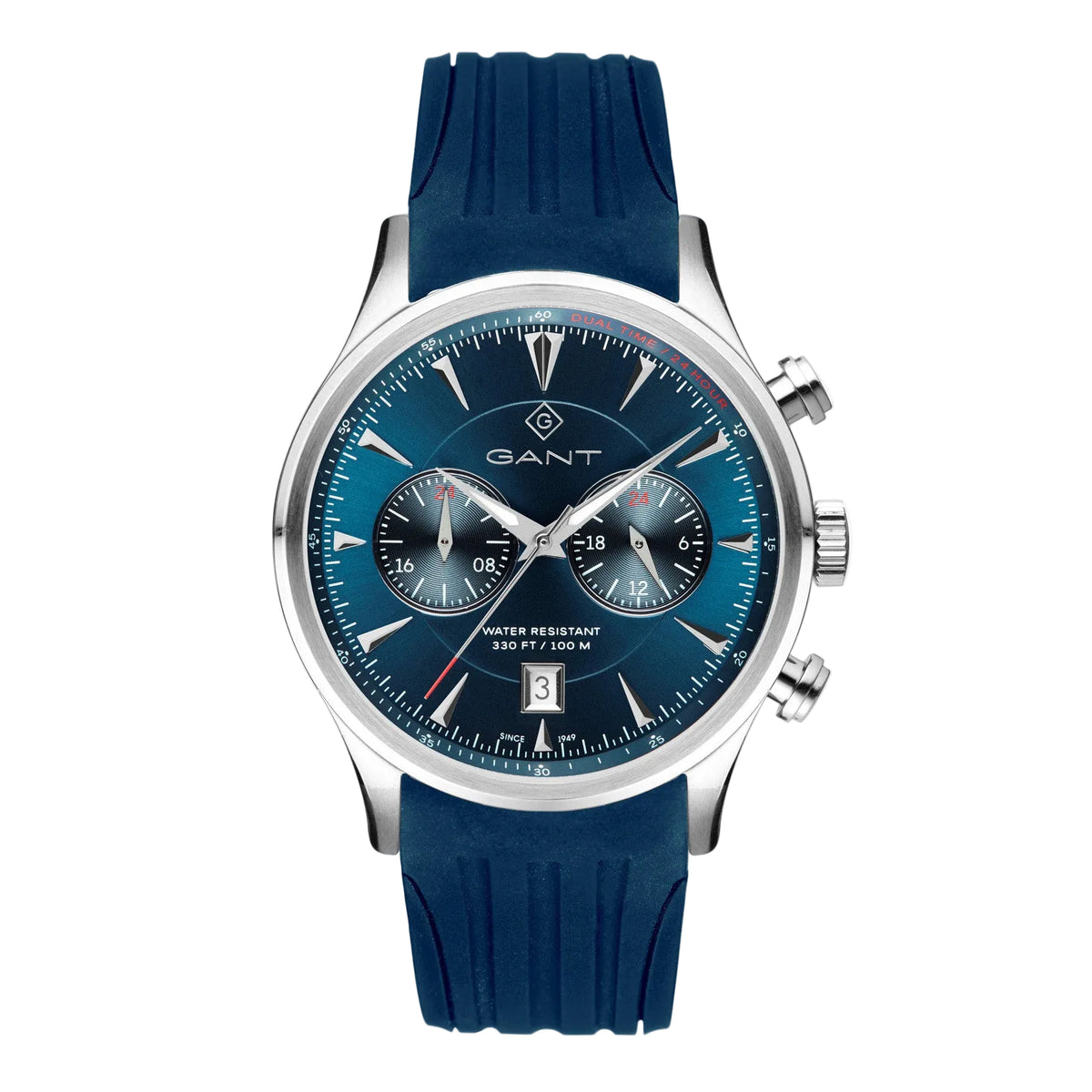Blue watch with a Gant logo on a white background