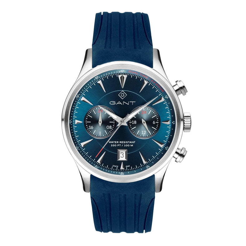 Blue watch with a Gant logo on a white background