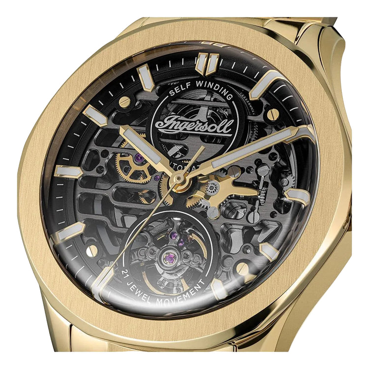 Ingersoll | The Bronc 44mm skeleton gold strap | I16702
