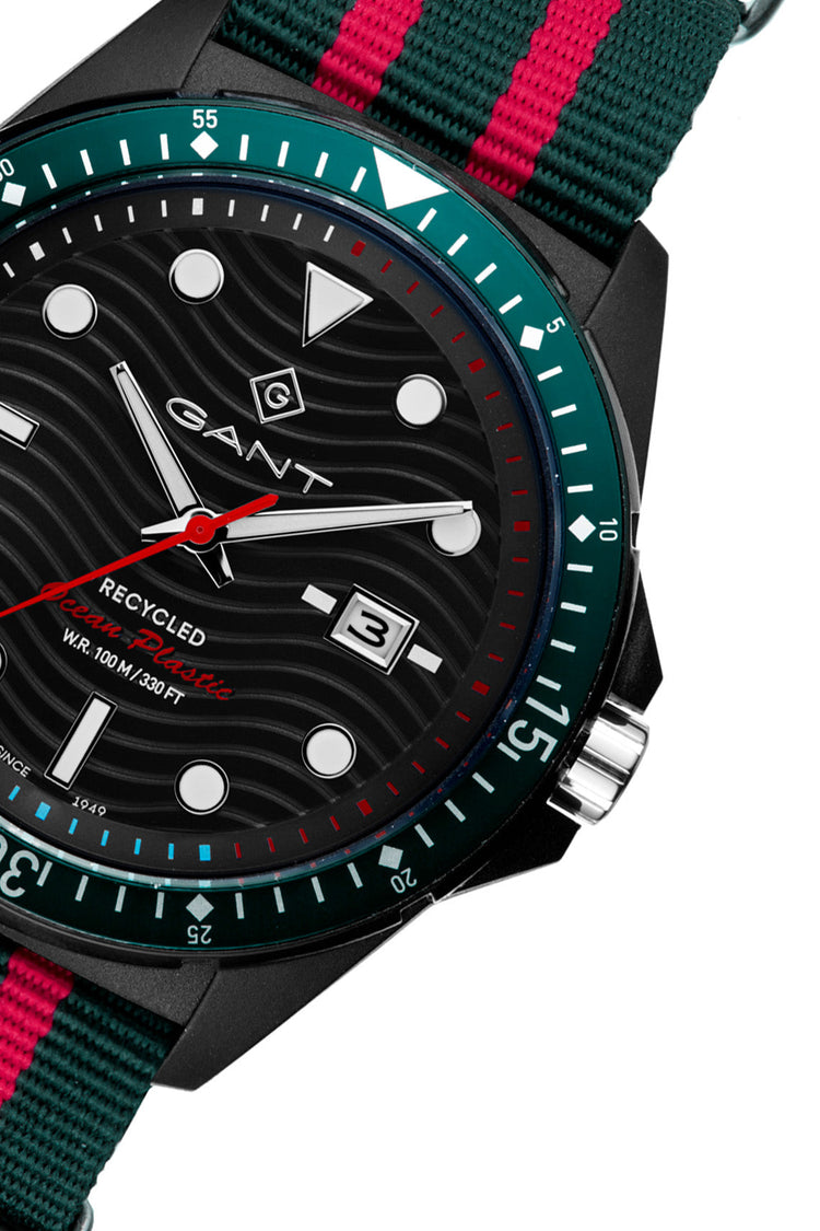 Gant | ROP black 45mm dial red and green ocean Nato strap | G162002