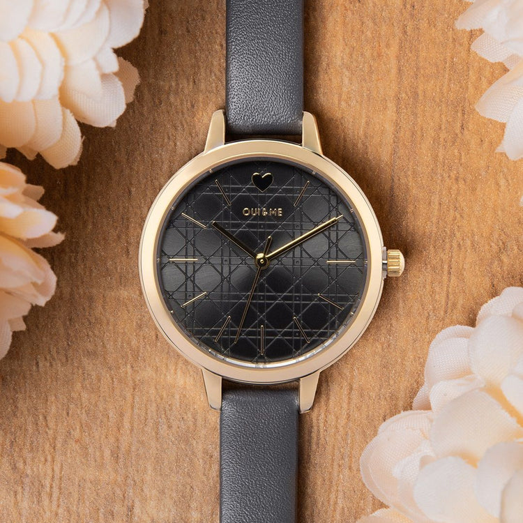 Oui&Me | Petite Amourette gold 32 mm dark grey dial | ME010150