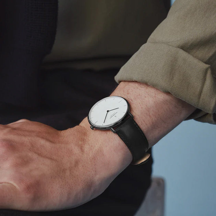 Nordgreen | Native rose gold 36mm black leather | NR36RGLEBLXX
