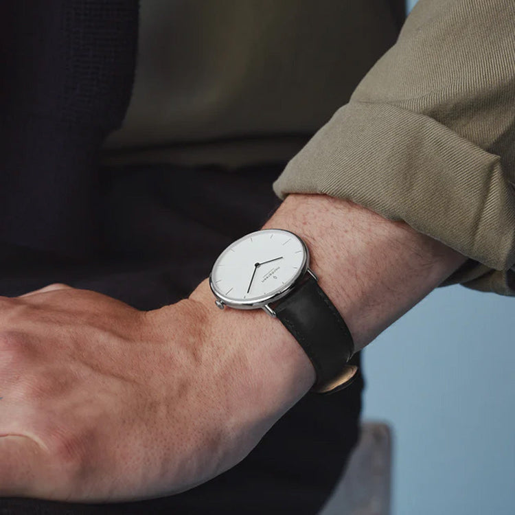 Nordgreen | Native Silver 40mm white dial black leather | NR40SILEBLXX