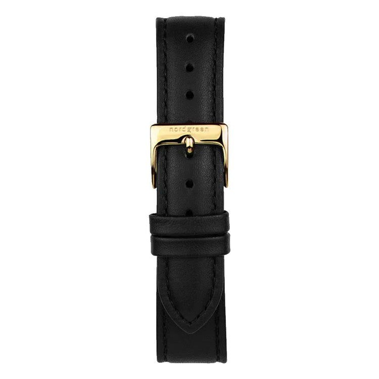 Nordgreen | Native Gold 40mm white dial black leather | NR40GOLEBLXX