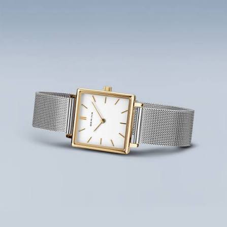 Bering | Classic Polished gold case 26mm dial and silver milanese band | 18226-010