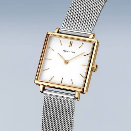 Bering | Classic Polished gold case 26mm dial and silver milanese band | 18226-010