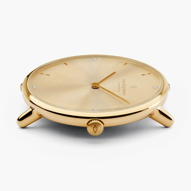 Nordgreen | Native gold chain gold crystal 28mm dial | NR28GOCHGOCS