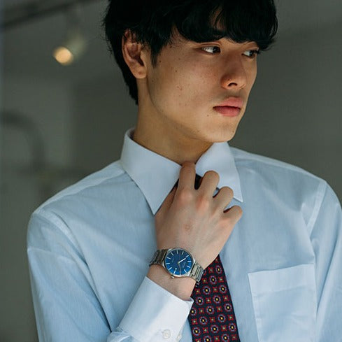 Bering | Solar Titanium silver 39mm blue dial titanium links | 15239-777