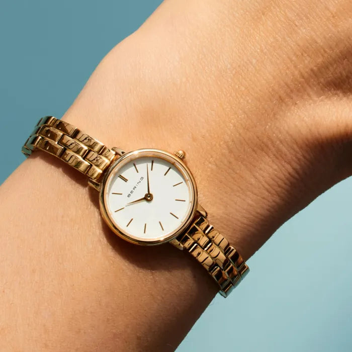 Bering | Classic gold 26mm white dial gold strap | 11022-734