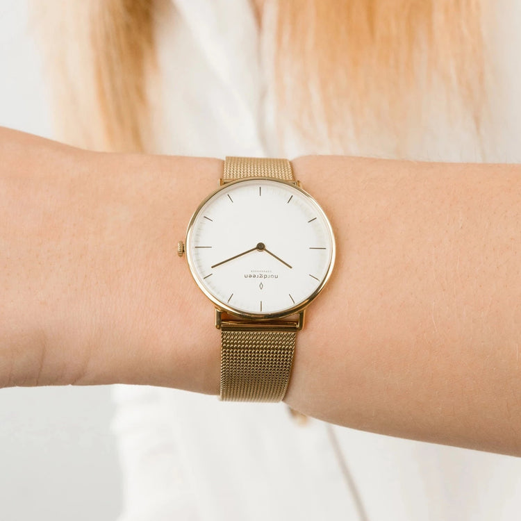 Nordgreen | Native gold 32mm dial gold mesh | NR32GOMEGOXX