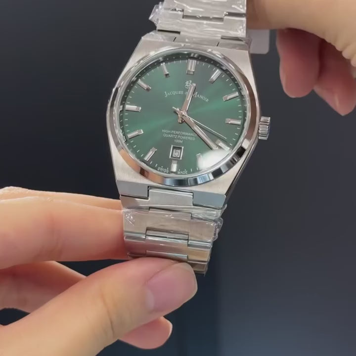 Jacques du Manoir | Horizon green 41mm dial silver | JWG03503