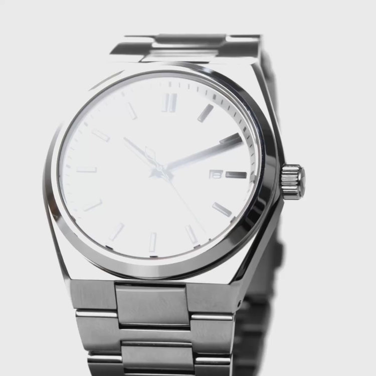 Nordgreen | Succession white 41mm dial black indicies stainless steel strap | SN41SIHLSIXX
