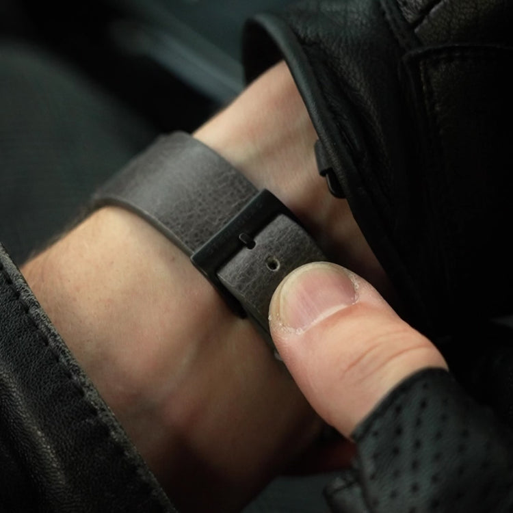 Sternglas | Naos Edition sports black 38mm red and black dial grey leather band | S01-NAS05-VI21