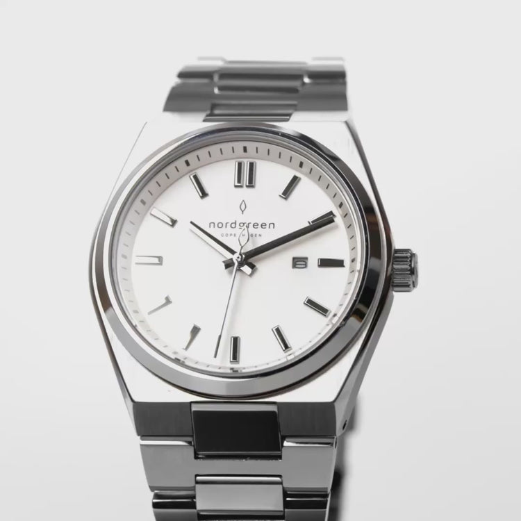 Nordgreen | Succession white 41mm dial stainless steel strap | SN35SIHLSPXX