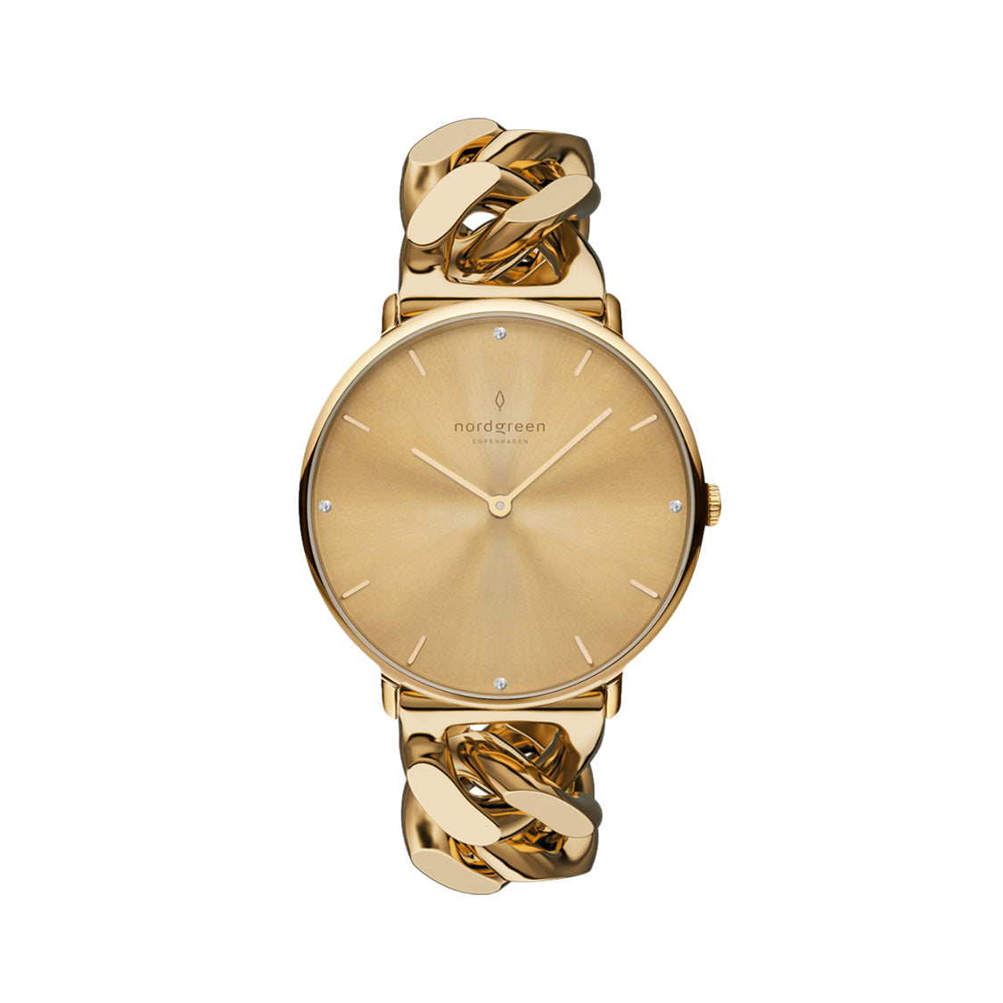 Nordgreen | Native gold chain gold crystal 28mm dial | NR28GOCHGOCS