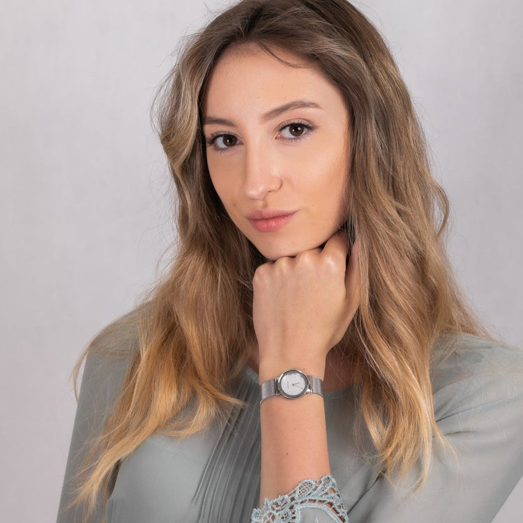Bering | Classic polished silver mesh swarovski 26mm dial | 10126-000