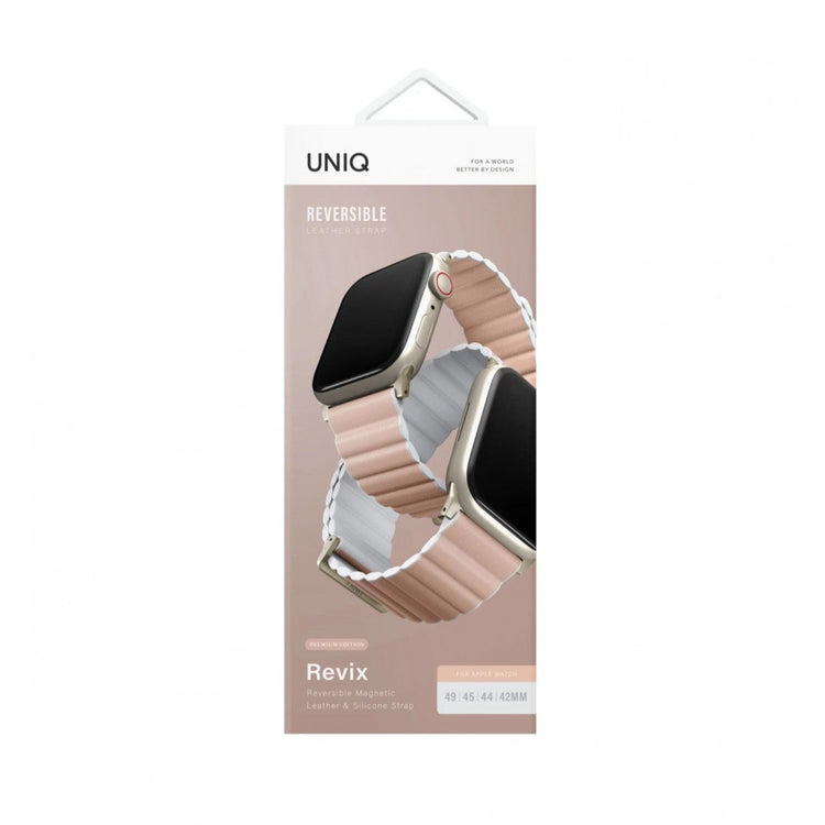 Uniq | Revix Premium edition reversible blush pink and white watch band - Apple Series | REVPBPNKWHT